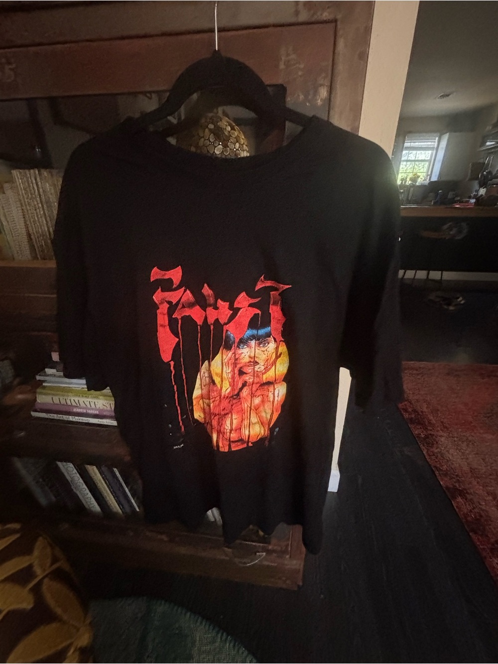 Tim vigils reprint Gildan Black Short Sleeve Tee with Red and Yellow Graphic